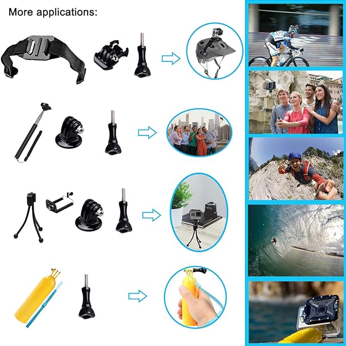 Suptig Accessories Kit Compatible for Gopro Hero 13/Hero12/11/10/9/8/7/6/5/4/3/3+/2/Session gopro Max2 Gopro Fusion DJI Action 5 pro/5/4/3, Insta360 X5/X4, AKASO Action Camera Accessories