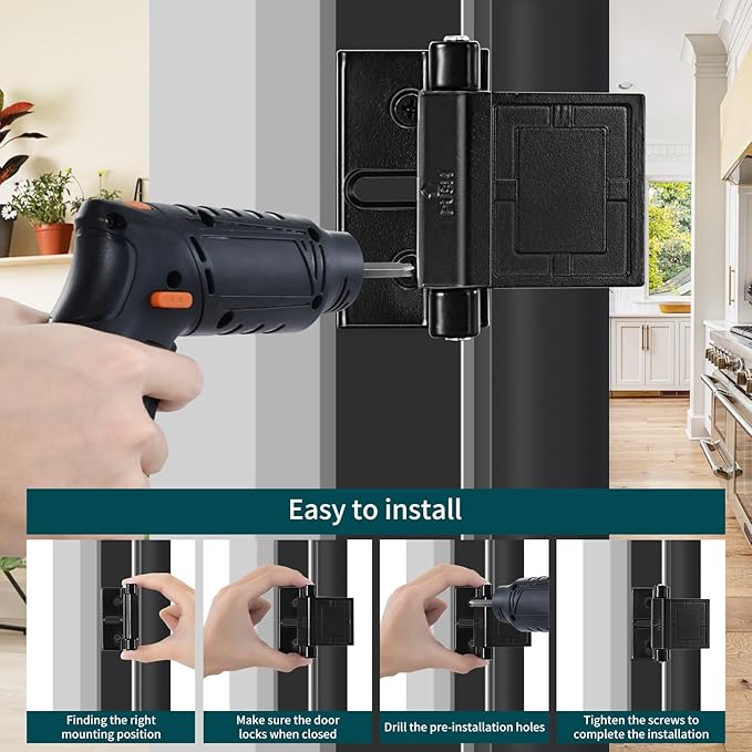 High-Security Reinforced Door Lock – Aluminum Privacy Latch for Home and Hotel, Easy Installation with Stainless Steel Screws, Interior Night Lock for Added Protection (Black-2 Pack)