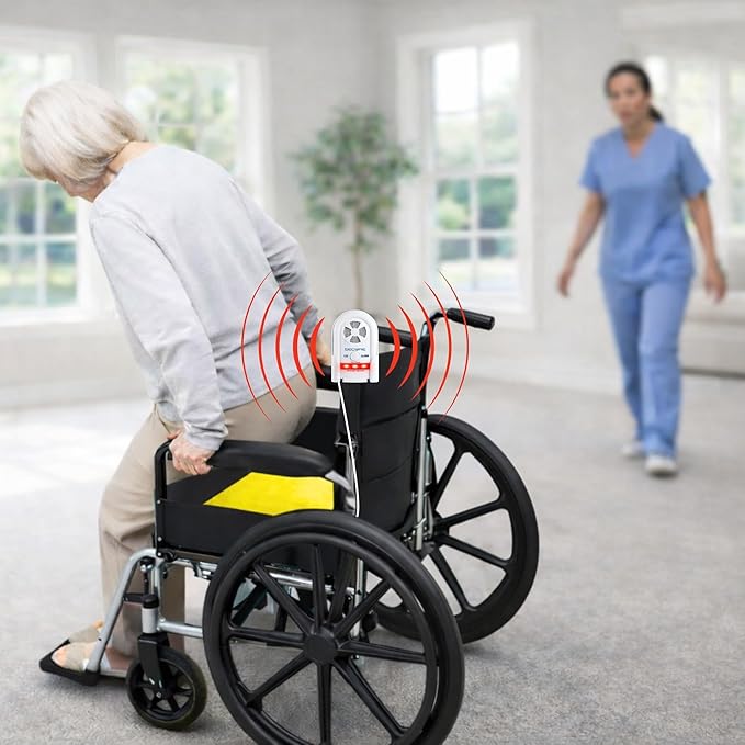 Secure Safety Solutions Chair Alarm for Elderly Dementia Patients Fall Prevention - 12" x 12" Pressure Sensor Pad, 80-120 dB Monitor - Wheelchair Safety Caregiver Alert System for Monitoring Seniors