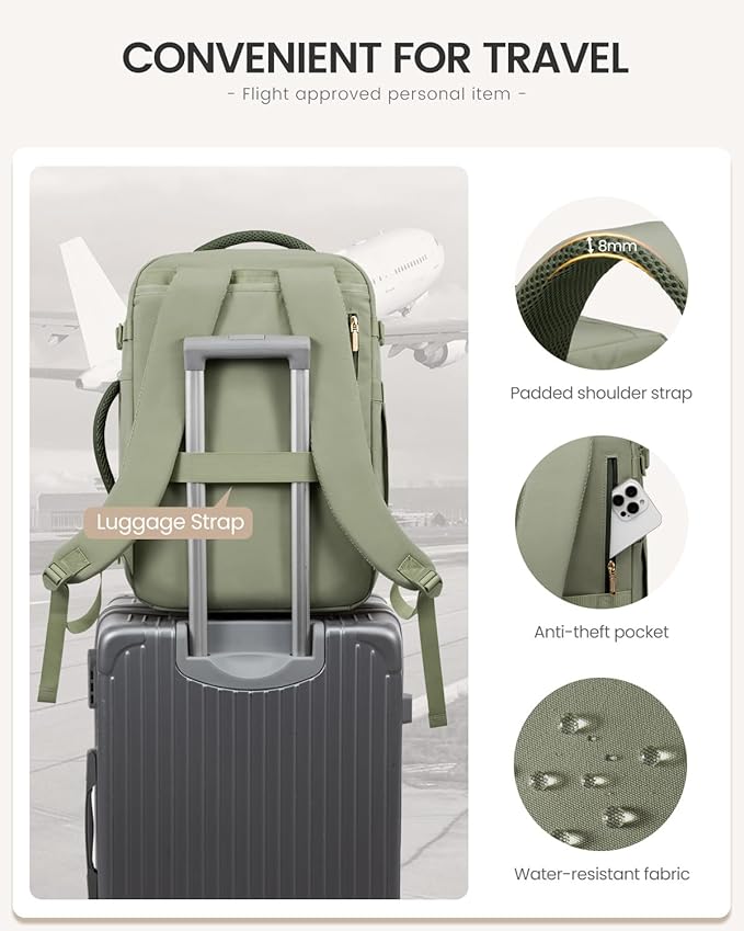 LOVEVOOK 40L Travel Backpack for Women Men, Large Carry on Backpack for Airplanes TSA Personal Item Travel Bag fits 15.6" Laptop, Waterproof Weekender Essentials Airline Approved with 2 Packing Cubes