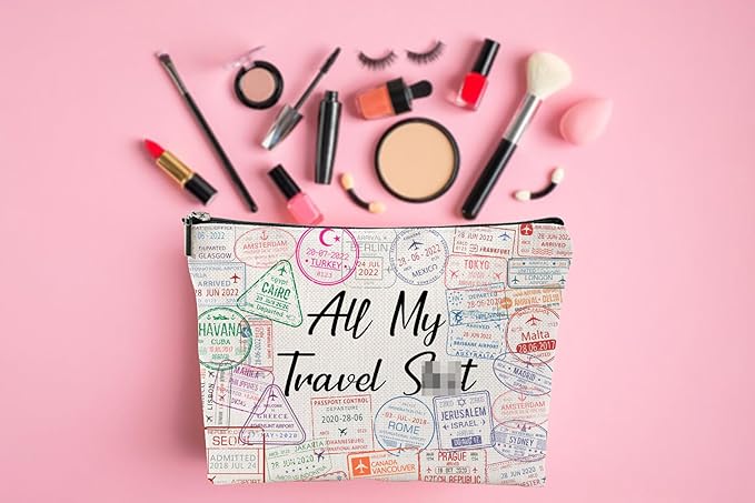 ZUYUROU Travel Airplane Essentials Cosmetic Bag for Packing and Luggage Organizer Gift Flight Attendant Travel Agent Lovers Gift Traveler Toilerty Bag