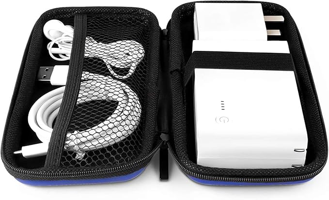 iMangoo Travel Essential Electronics Organizer Pouch Charger Case, Shockproof Dual Zipper Power Bank Cables Tech Accessories Purse, Men & Women Travel Must Have Storage Bag, 6.5x3.2x1 inch Blue