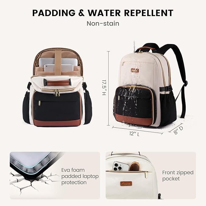 LOVEVOOK Lunch Backpack with Lunch Compartment,15.6 Inch Laptop Work Travel Insulated Cooler Backpack Purse,Waterproof College Teacher Lunch Bag Box with Tumbler Holder,Gifts for Men Women,Beige-Khaki