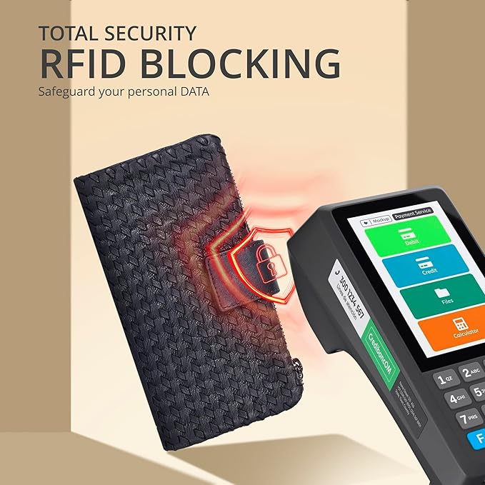 Real Leather Women Wallet Leather with RFID Blocking -Trifold Card Holder Designer Ladies Clutch with ID Window Wallets