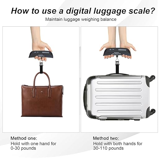 2 Pcs-Black Travel Digital Luggage Scale - Portable Baggage Scale - Suitcases Weight Scales - Ideal for Travel Scale Luggage Weight - 110LB/50KG, Includes Battery - Temperature Display Hanging Scales