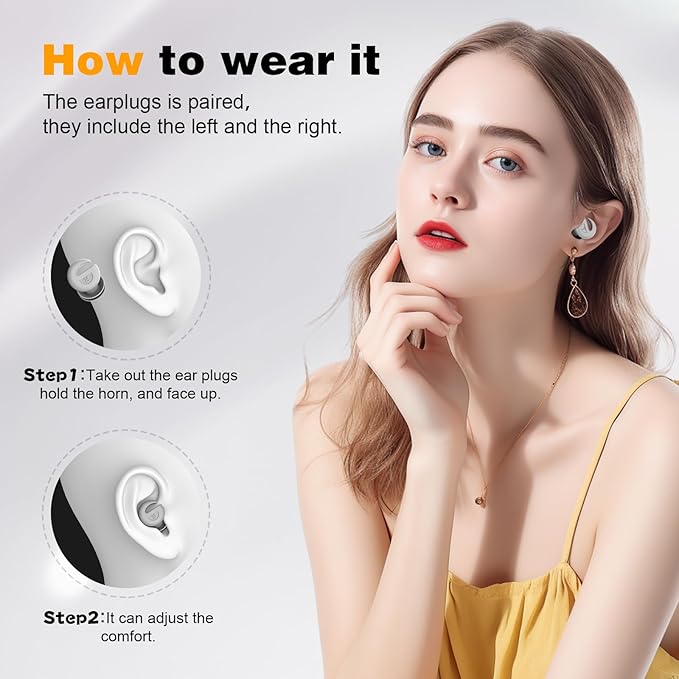 Ear Plugs for Sleeping Noise Cancelling, 36dB Noise Reduction Earplugs, Silicone Reusable Hearing Protection Ear Plug, Waterproof Earplug Suitable for Sleeping (Blue, 1 Pair)