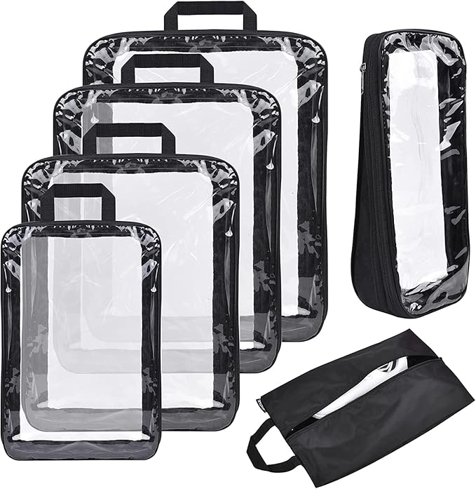 BAGAIL Transparent Compression Packing Cubes, Clear and Visible Travel Packing Organizer for backpack and suitcase
