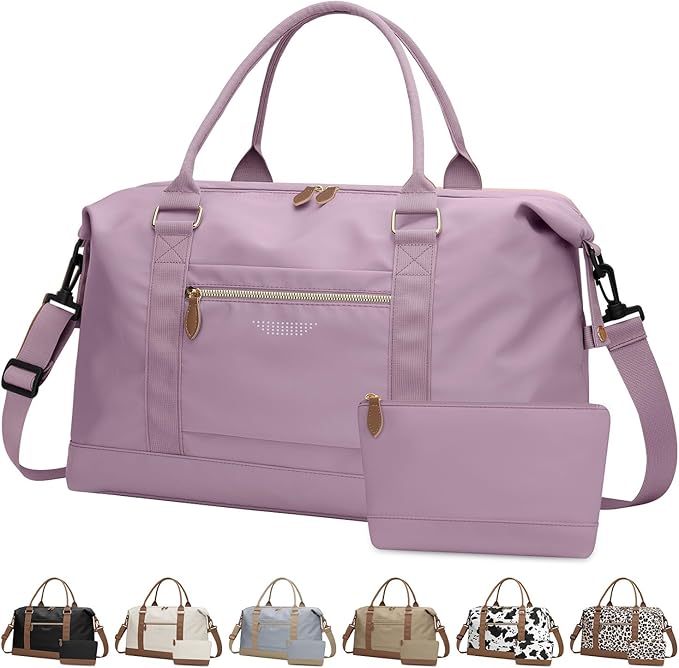 ELONGRIVER Travel Duffle Bag for Women, Weekender Bags, Hospital Bag for Labor Delivery, Lightweight Tote Duffel Overnight Bag with Luggage Sleeve,Airplane Travel Bags (Purple, Large)