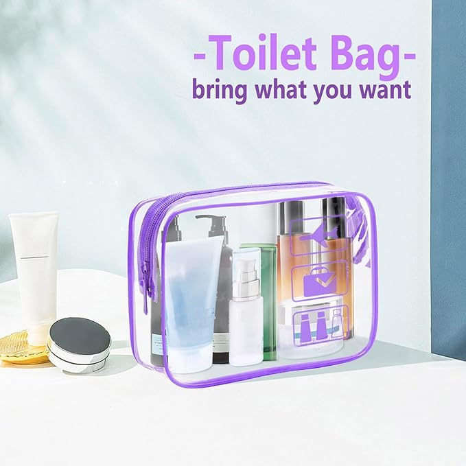 Clear Makeup Bags Toiletry bags Quart Size Travel Bag,TSA Approved Toiletry Bag 6Pcs- Clear Travel Bags for Toiletries, Carry on Airport Airline Compliant-Bag,6 Packs