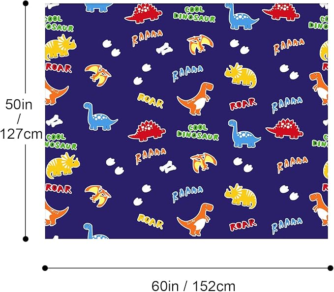 Wajade Dinosaur Glow in The Dark Blanket Dinosaur Gifts for Boys Girls 1 2 3 4 5 6 7 8 9 10 11 12 Kids Blanket with Dino Birthday Ideas Soft Bed Couch Throw Home (Navy Blue 50"x60")