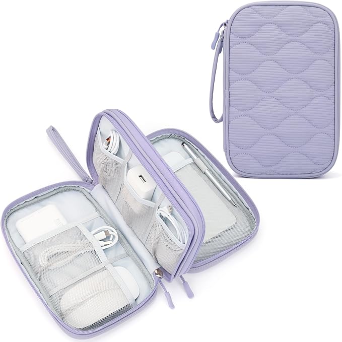 Skycase Tech Pouch - Lightweight Electronics Organizer Travel Case, Double Layers Cable Organizer, All-in-One Storage Bag for Charger, Cord, Phone, Flash Drive, Accessories