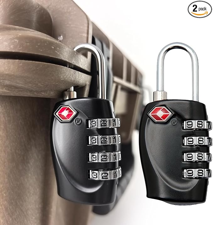 2 Pack TSA Approved Gun Case Locks for Pistol Cases, 4 Digits Travel Locks Combo Padlocks for Small Hard Cases, Carrying Cases, Combination TSA Locks for Gym Lockers, Luggage, Cabinets, Backpacks