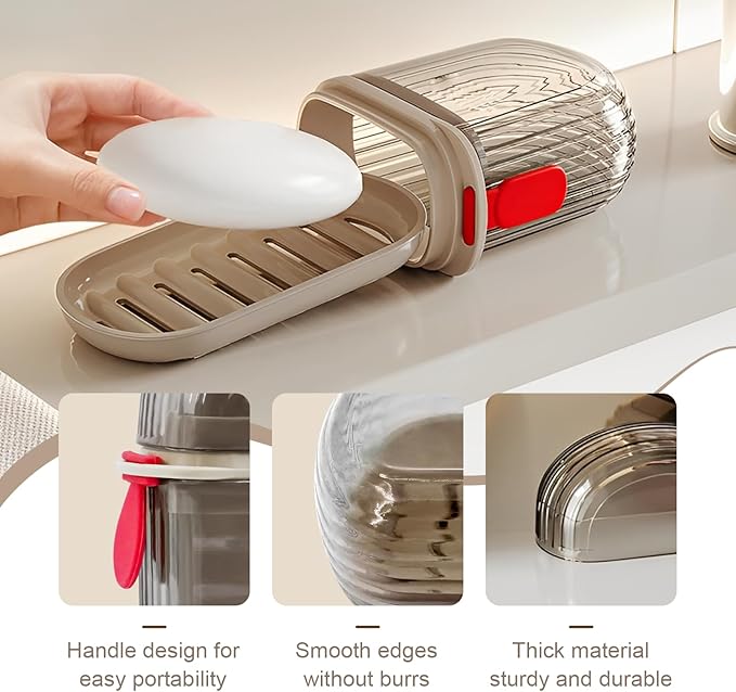 Travel Soap Case Portable Set of 2 - Leak-Proof and Waterproof Small Soap Containers with Lid for Bathroom, Shower, Gym, or Travel - Efficient Drainage Design Keeps Soap Dry and Secure