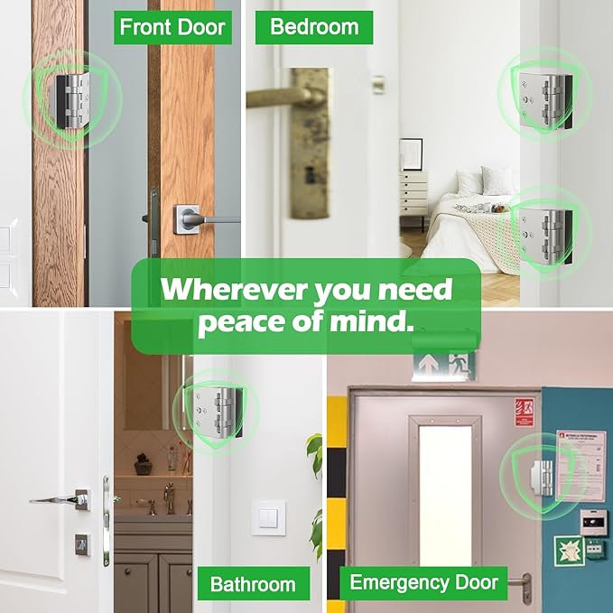 Home Security Door Lock, Upgraded Non-Spring and Flip Design for Easy to Open, Withstands 1200 lbs Force, Childproof Door Reinforcement Lock for Inward Swinging Doors, Silver, 1 Pack