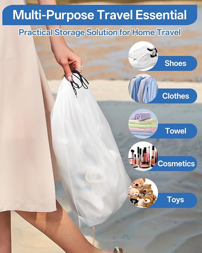 Teskyer 6 Pack Shoe Bags for Travel – Transparent, Waterproof, Portable Shoe Storage for Packing (15.7" x 11.8") – Travel Essentials for Men & Women