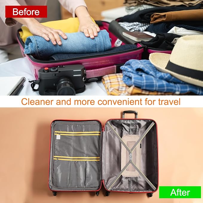 HARFINGTON Compression Packing Cube for Suitcases 26x12x13cm Lightweight Luggage Organizers Bag Travel Essentials Compression Bags for Carry on Suitcases, Beige