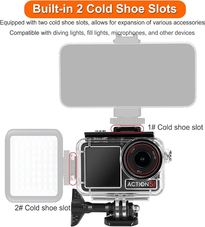 BO&DQQ Underwater Waterproof Case Compatible with DJI Osmo Action 5 Pro/Action 4/Action 3, 164FT/50M Dive Diving Housing Cover Shell with Anti-Fog Inserts Accessories