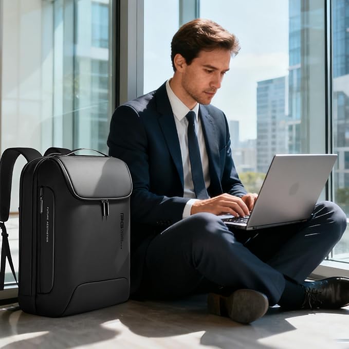 BANGE Anti-Theft Backpack with USB Charging Port for Men, 17.3 Inch Business Laptop Backpack, TSA Approved Lock & Waterproof Zippers, Large Travel Computer Bag