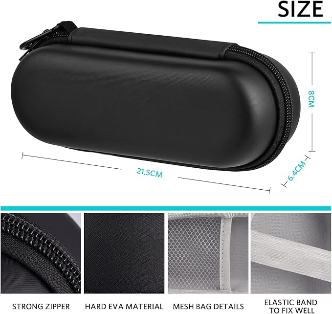 Sopito Electric Toothbrush Travel Case, Hard Storage Case with 6pcs Cover Caps, Fits for Oral-B/Oral-B Pro/Philips Sonicare Electric Toothbrush, Black