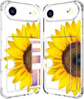 Compatible with iPhone 17 Air Case Card Holder for Women Cute Design,Wallet Phone Cases Transparent Cool Kawaii Protective (Clear Sunflower Sun Flower)