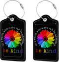 2 Pcs Luggage Tags for Suitcase, Cute Unique PU Leather Travel Bag Tag with Privacy Cover ID Label Address Card and Durable Metal Ring Suitable for Men Women Children Backpack,Sunflower