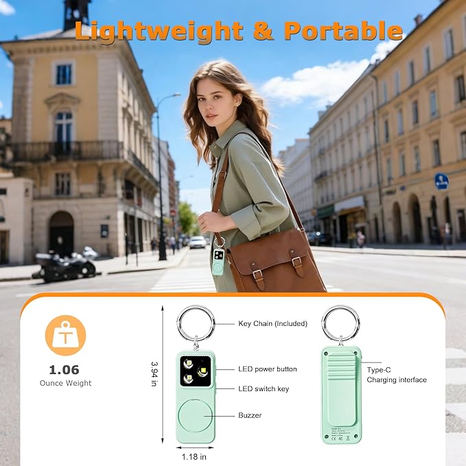 Personal Safety Alarm for Women, Rechargeable 150dB Keychain Alarm with Strobe Light and Pull Pin, Emergency Alarm for College Students, Travel, Walking, Campus Safety and Gift Giving