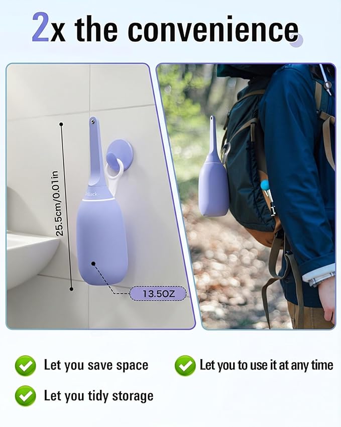 High Pressure Portable Bidet for Travel,Foldable Flip-Top Peri Bottle with Hook Ring,Handheld Bidet Sprayer for Personal Hygiene,BPA-Free,400ML Personal Toilet for Women Men Baby Cleaning(Purple)