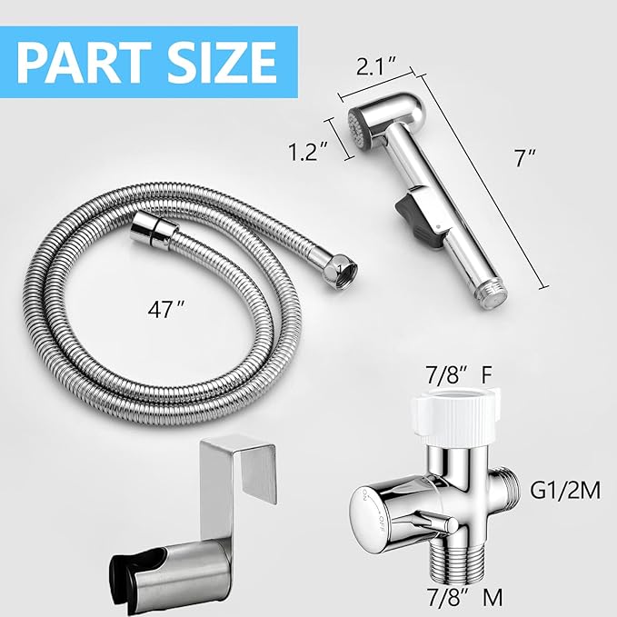 Handheld Bidet Sprayer for Toilet - Durable ABS Bathroom Jet for Feminine Hygiene, Baby Cloth Diaper Washer & Pet Bathing - Lightweight Toilet Attachment with Hose, Easy DIY Installation