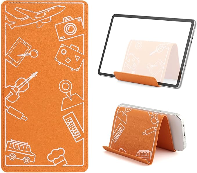 Airplane Phone Holder Flexible Flight Cell Phone Holder and Flexible Tablet Stand Airplane Travel Essential Accessories for Most Smartphones, Tablets(Color:Orange)