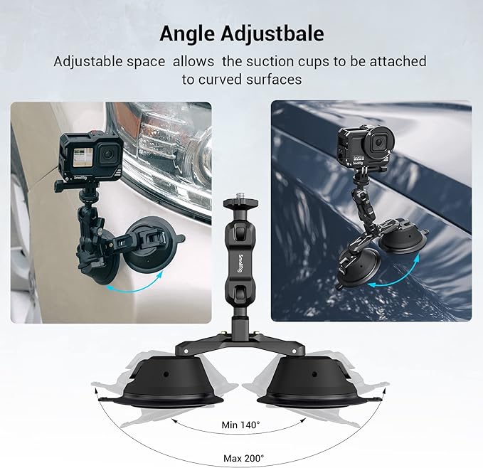 SmallRig Camera Suction Cup Mount, Mount for GoPro 13/12, for DJI Action 6/5, on Car Window, Windshield, for Sony DSLR, Lightweight Camera, Vehicle Shooting,Vlogging, with Action Camera Mount-3566