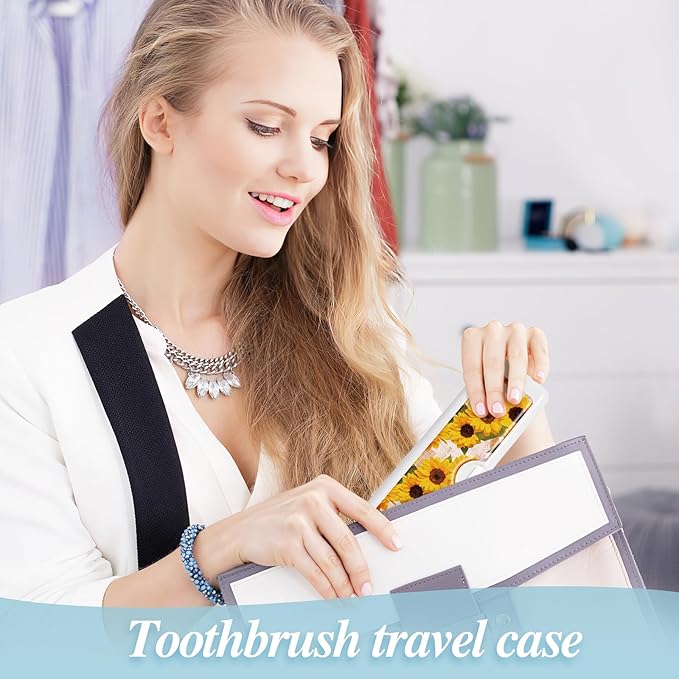 Toothbrush Travel Case - Colorful Pattern, Holder and Covers for Toothbrushes, Includes Tongue Scraper Case