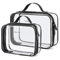 PACKISM Clear Makeup Bag Combo Pack, 1 TSA Approved Medium & Large for Checked Luggage, Clear Toiletry Bag with Handle, Water-resistant Travel Essentials Organizer, Elegant Black