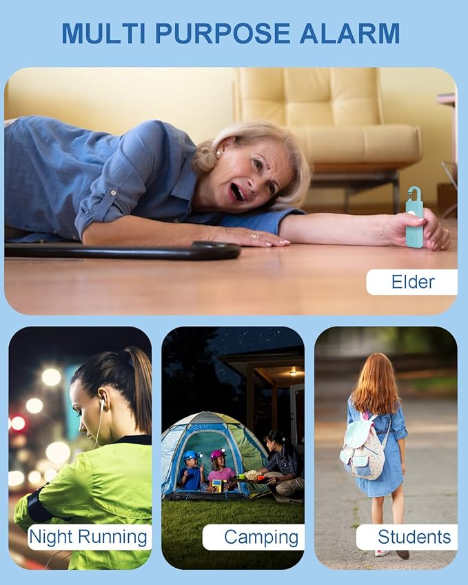 Rechargeable Personal Safety Alarm for Women, Loud Siren Birdie Sound, Strobe SOS LED Light, USB Charging, Be Safe with Personal Alarm Keychain for Wife, Daughter, Student, Aqua