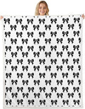 Bowknot Kids Throw Blanket,Cartoon Bowknot Girlish Bed Blanket for Girls Boys Adults,Cute Princess Style Fleece Blanket,Black White Fashion Fuzzy Blanket,Queen Size (90 x 90 Inches)