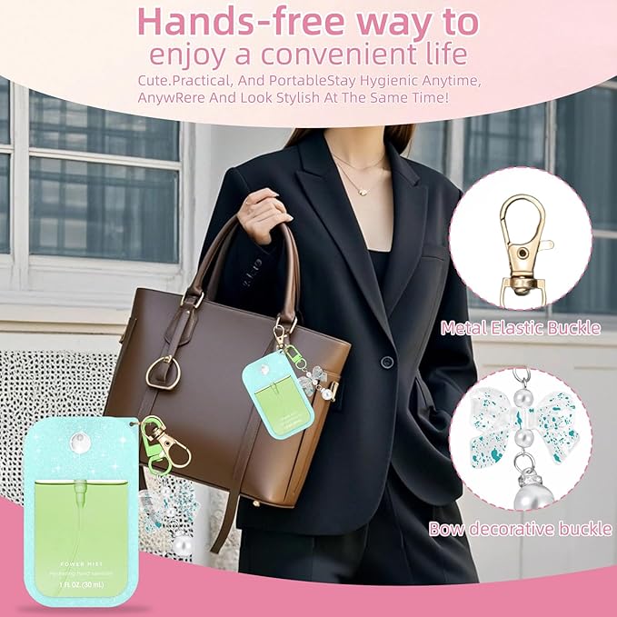 Silicone Case Compatible with Touchland Hand Sanitizer Spray Mist 1 oz with Bow Keychain