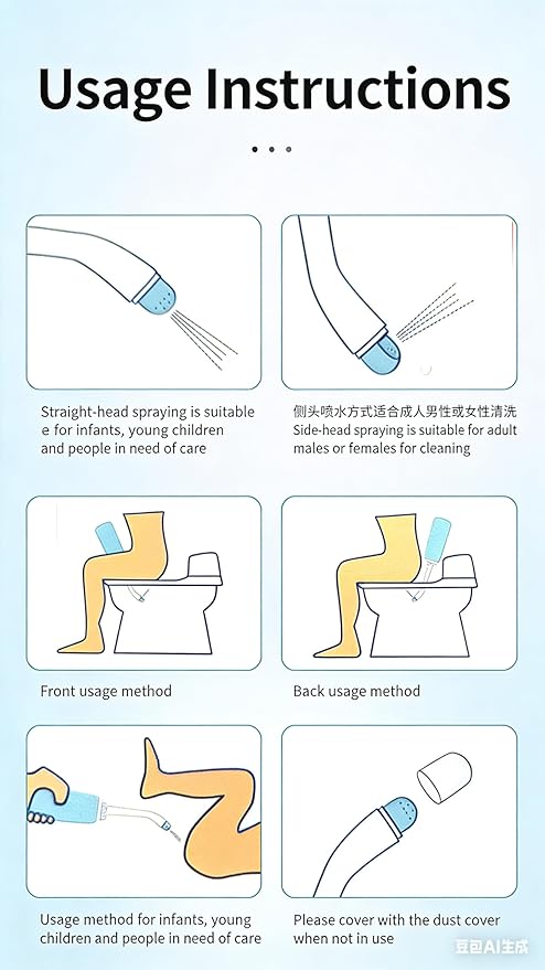 Portable Bidet for Travel, Travel Bidet,Handheld Bidet for Women, Portable Bidet Sprayer for Toilet,Camping,Outdoor,Bidet Bottle Personal Hygiene (500ml Mint Green)