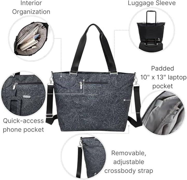 Baggallini Avenue Tote - 12x18 Laptop Tote Bag for Women - Lightweight Work Travel Carry On Bag