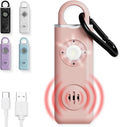 Personal Alarm for Women Safety - 130dB Loud Rechargeable Keychain Siren - LED Light, Carabiner Clip, Low Battery Alert, USB-C Charging TSA Safe Self Defense Alarm by Weten (Pink)