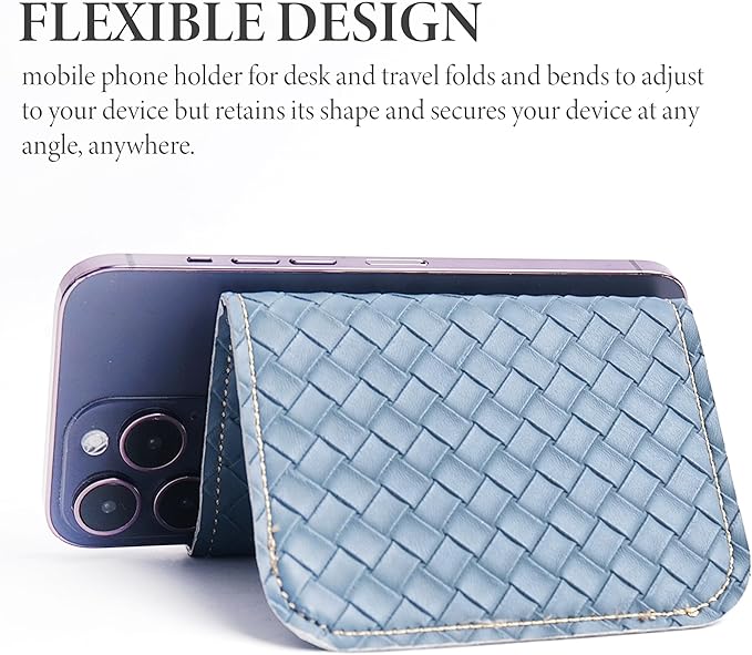 QIELIZI Airplane Travel Essentials for Flying Flex Flap Cell Phone Holder & Flexible Tablet Stand for Desk, Bed, Treadmill, Home & in-Flight Airplane Travel Accessories(1-Woven Blue)