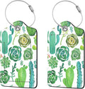 2 Pcs Luggage Tags for Suitcase, Cute Unique PU Leather Travel Bag Tag with Privacy Cover ID Label Address Card and Durable Metal Ring Suitable for Men Women Children Backpack,Cacti
