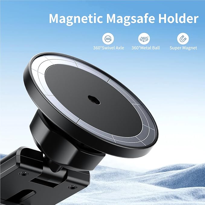 Yunseity Magnetic Airplane Phone Holder, MG-22 Handsfree Airport Phone Mount with 360° Rotation, Universal Portable Travel Phone Stand Travel Essentials for Desk Seat Tray Table