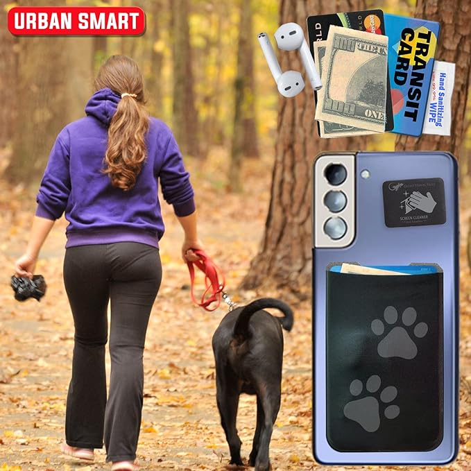 Phone Wallet - Adhesive Card Holder - Cell Phone Pouch - Stick on Lycra Pocket by Gecko - Carry Credit Cards and Cash