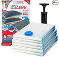 6 Pack Large Vacuum Storage Bags for Comforters, Blankets & Clothes – Vacuum Sealed Compression Bags with Hand Pump – Space Saver Storage Bags for Bedding, Moving, Travel & Organization