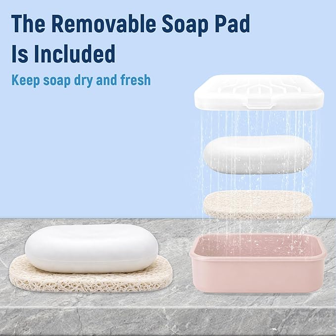 Leakproof Silicone Travel Soap Case: Compact Portable Bar Soap Case with Drainage Layer & Upgraded Lid - 2026 Travel Essentials for Camping, Gym, Shower & Carry-on Bags (Pink)