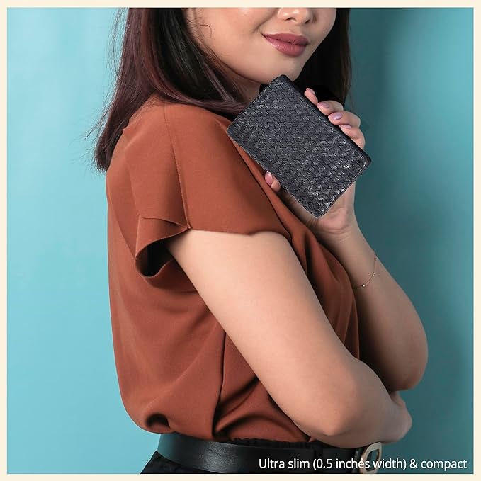 Real Leather Women Wallet Leather with RFID Blocking -Trifold Card Holder Designer Ladies Clutch with ID Window Wallets