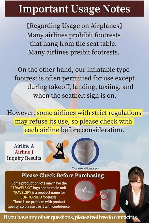 Inflatable Foot Rest for Airplane Travel - Adjustable Height Leg Pillow for Long Flights - Portable Travel Footstool with Pump-Free Inflation Bag - Car & Office Leg Rest Essentials