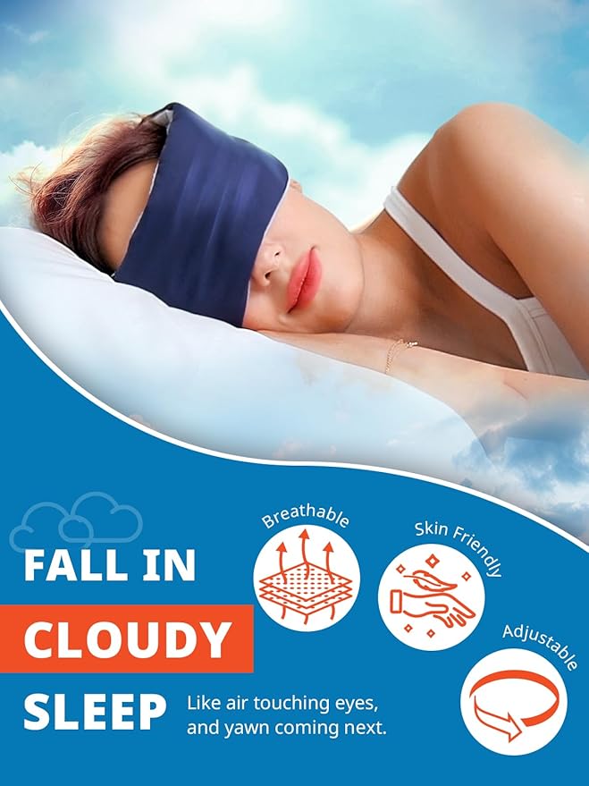 SARISUN Sleep Mask, Eye Mask for Sleeping, Upgrade Ultra-Soft Blackout Eye Cover for Women Men, Wider Adjustable Strap for Side Sleeper, Travel, Nap, Yoga, Relief Eye, Navy Blue