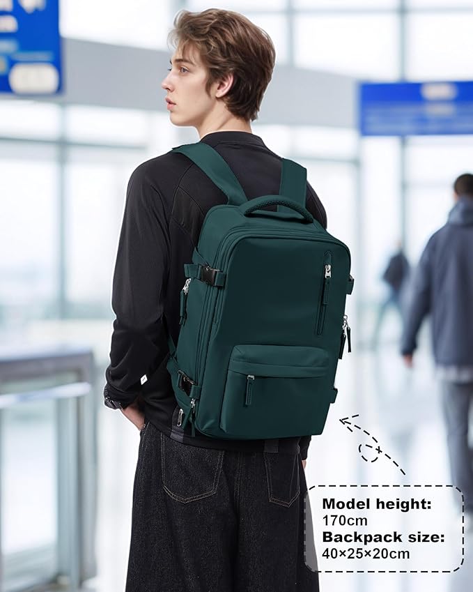 VGCUB Travel Backpack for Women Men, Spirit Airlines Personal Item, 18x14x8 Inches, Laptop, College, Waterproof, Carry On, Flight Approved, Work, Peacock Blue