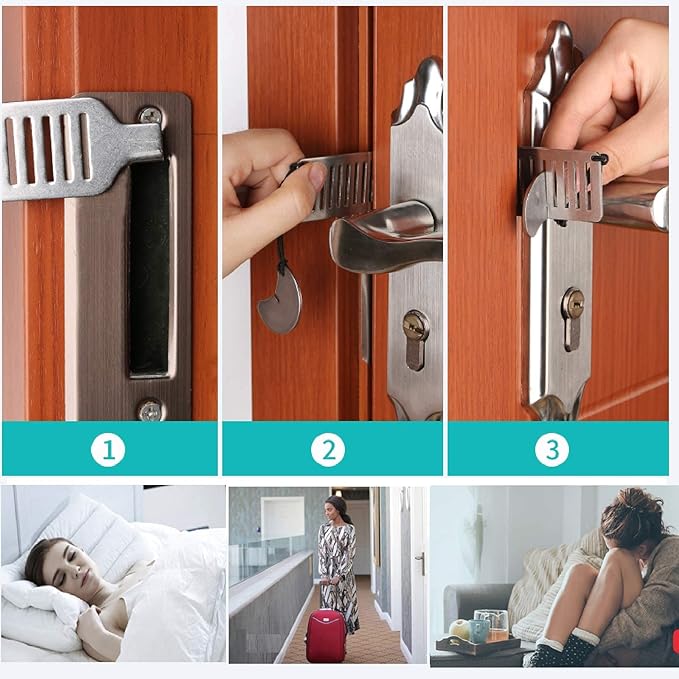Portable Door Lock for Travel Improved Hotel Door Lock Apartment Security Device Door Perfect for Traveling Hotel Apartment (Alone Small)