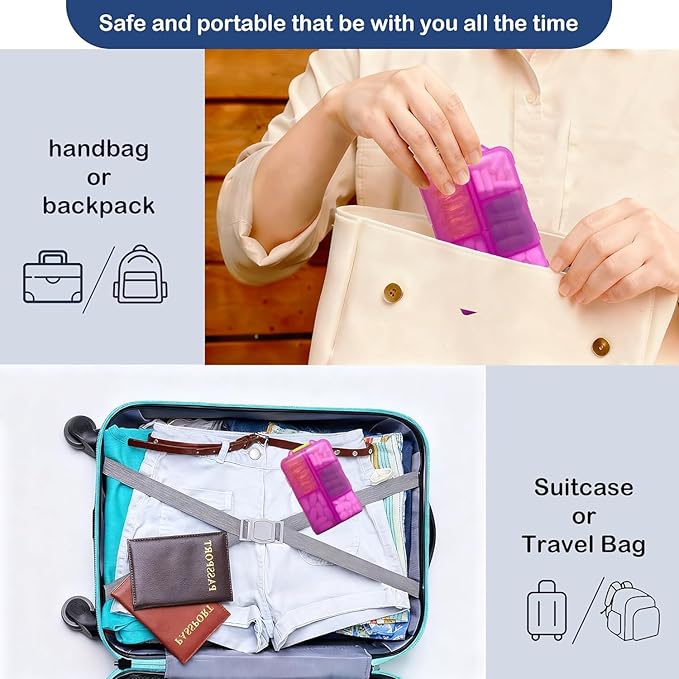 2026 New Extra Large Pill Box with Medicine Labels Travel Essentials Daily Med Container Mini Medication Organizer Storage Organizer Case 7 Day Pill Organizer(Pink+White+Grey)